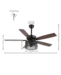 Jonathan Y Max Farmhouse Industrial Iron/Wood Mobile App remote Controlled Led Ceiling Fan