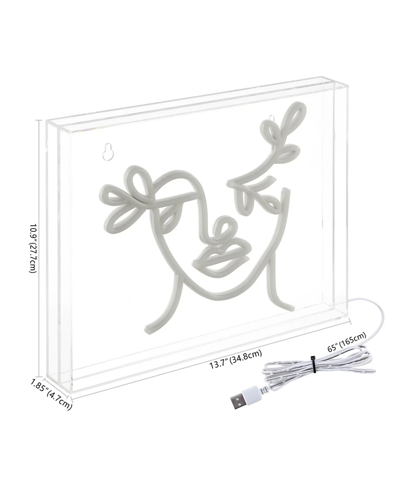 Jonathan Y Teary Face Contemporary Glam Acrylic Box Usb Operated Led Neon Light