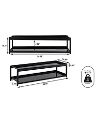 Jonathan Y Industrial Compact 10.75" 6-Pair 2-Tier Iron Shoe Rack, Two-Tone Brown