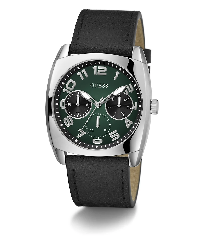 Guess Men's Multi-Function Black Genuine Leather Watch 41mm