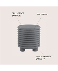 Jonathan Y Evans 18" Minimalist Modern 3-Legged Drum Indoor/Outdoor Accent Table, Gray Frosted