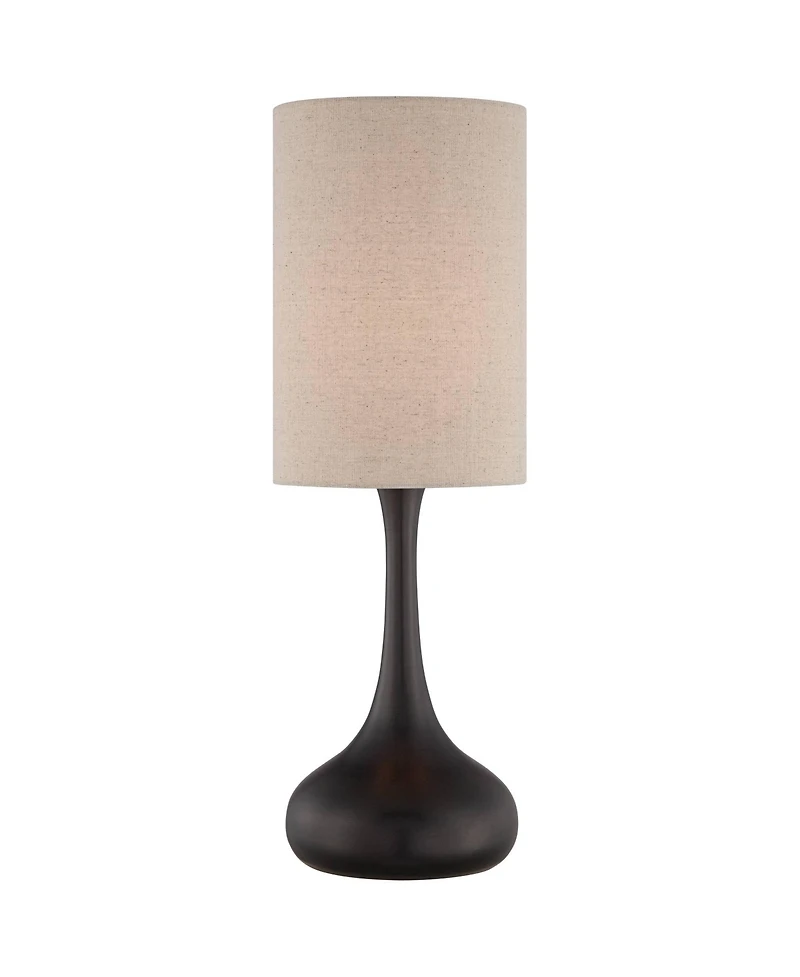 360 Lighting Droplet 24 1/2" High Mid Century Modern Table Lamp Brown Espresso Bronze Finish Metal Tan Cylinder Shade Living Room