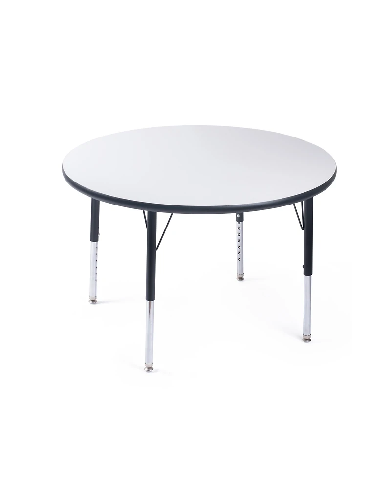 Bintiva Activity Table 36" Round Black Edge - Black Legs Adjusts 21" - 30" - Round black edge