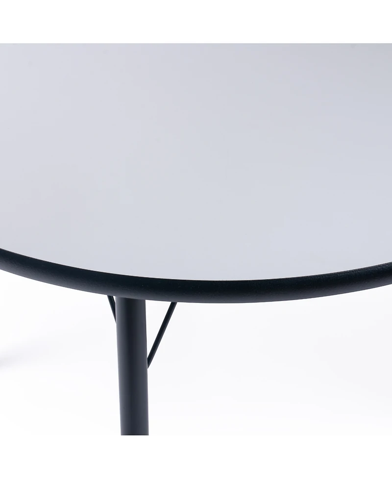 Bintiva Activity Table 36" Round Black Edge - Black Legs Adjusts 21" - 30" - Round black edge