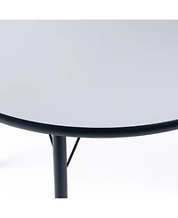Bintiva Activity Table 36" Round Black Edge - Black Legs Adjusts 21" - 30" - Round black edge