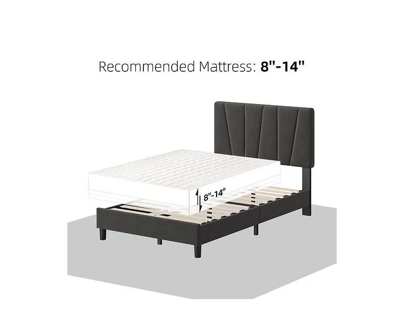 gaomon Queen Bed Frame with Adjustable Headboard, Linen Upholstered Platform Bedframe Strong Wooden Slats, Mattress Foundation, No Box Sprin