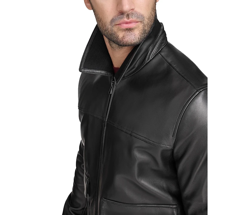 Cole Haan Men's Full-Zip Leather Bomber Jacket