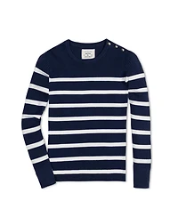Hope & Henry Women's Long Sleeve Breton Button Sweater Made from Organic Cotton