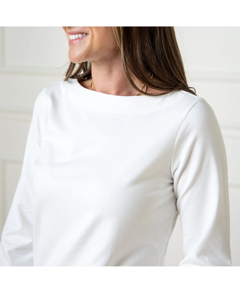Hope & Henry Women's Organic Bellow Sleeve Knit Top with Button Cuffs