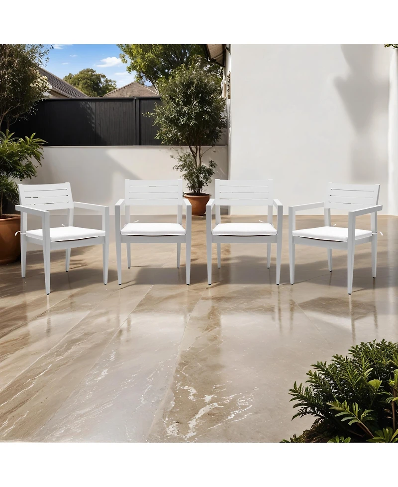 Simplie Fun Sleek Contemporary Aluminum Dining Set for Indoor/Outdoor Living