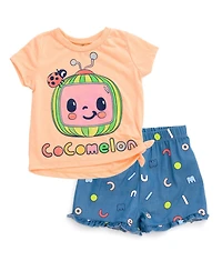 CoComelon Toddler Girls T-Shirt and French Terry Shorts Outfit Set
