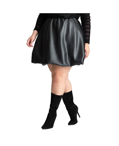 Eloquii Women's Faux Leather Bubble Hem Skirt