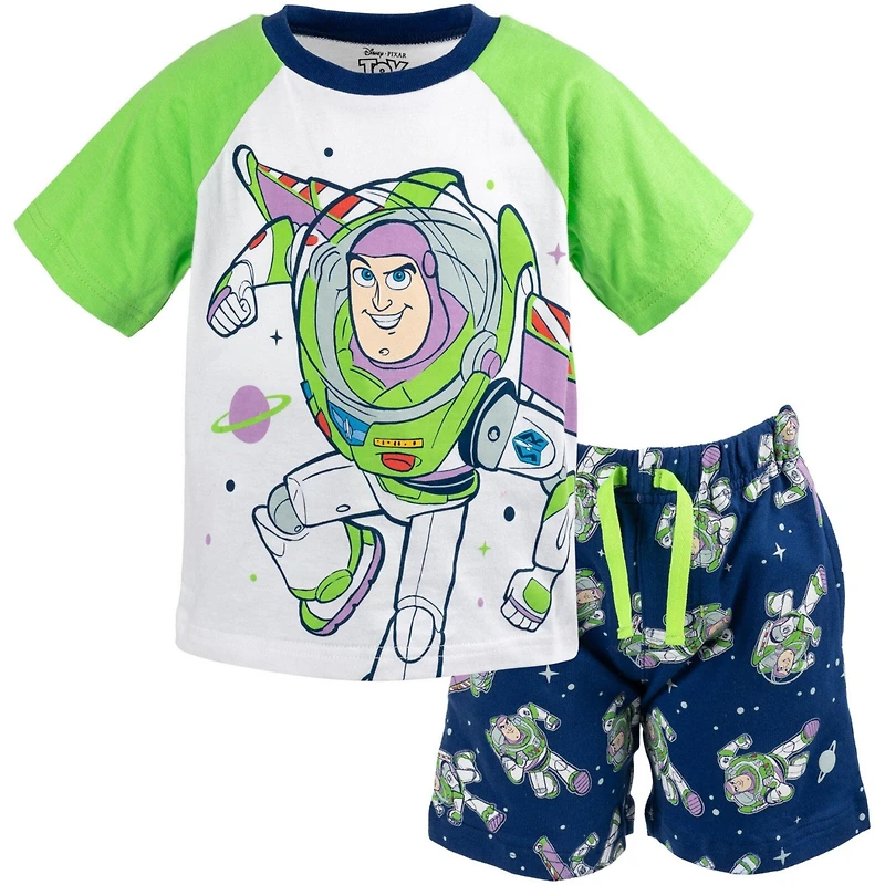 Disney Toddler Boys Mickey Mouse Lion King Pixar Cars Toy Story French Terry T-Shirt and Shorts Outfit Set to