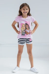 Barbie Toddler Girls T-Shirt and French Terry Shorts Outfit Set