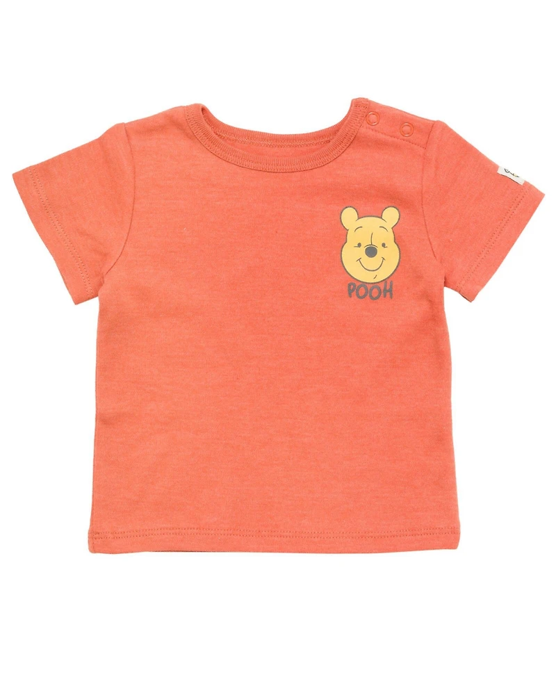 Winnie the Pooh Baby Boys Tigger French Terry Short Overalls T-Shirt and Hat 3 Piece Outfit Set
