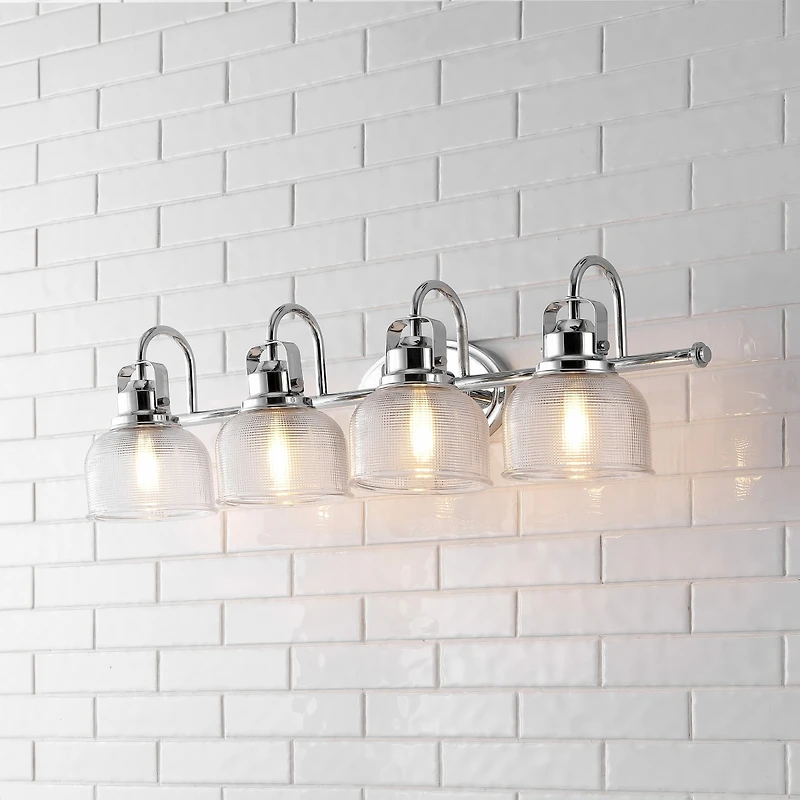 Jonathan Y Virginia 30" 4-Light Metal/Glass Led Vanity Light, Chrome