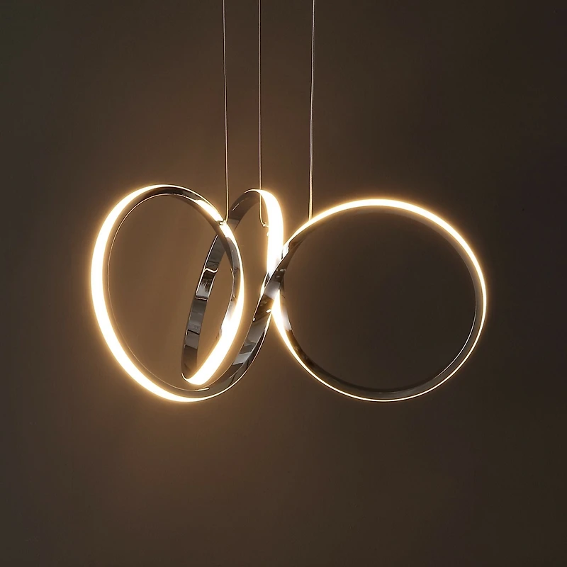 Jonathan Y Helix 24" 1-Light Contemporary Minimalist Aluminum Ribbon Integrated Led Pendant, Chrome/Silver