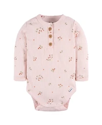 Gerber Baby Girls Henley Long Sleeve Bodysuits, 2-Pack