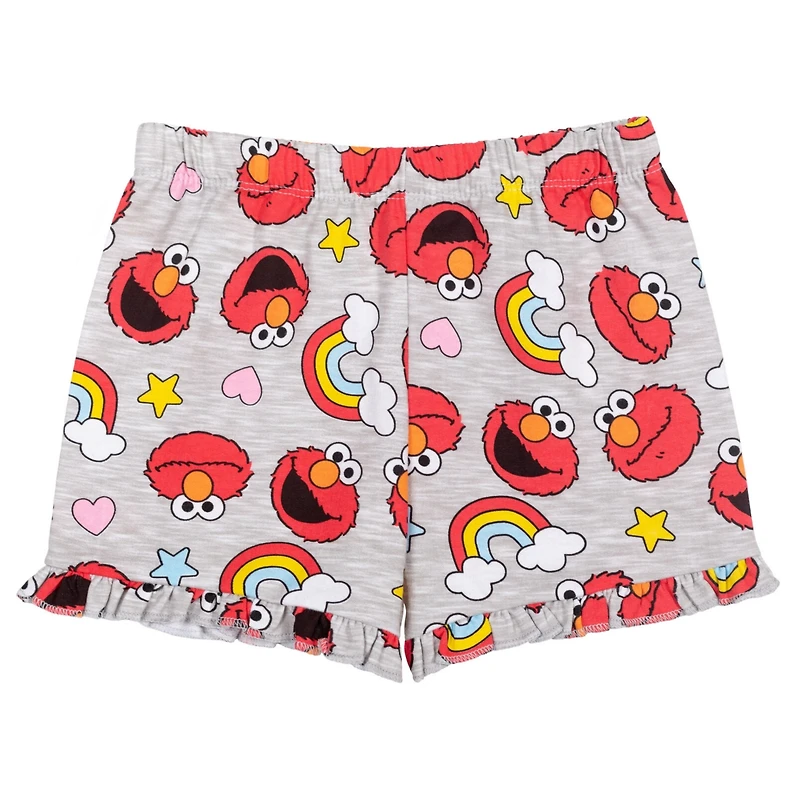 Sesame Street Little Girls Elmo Peplum T-Shirt and French Terry Shorts Outfit Set