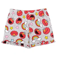 Sesame Street Little Girls Elmo Peplum T-Shirt and French Terry Shorts Outfit Set