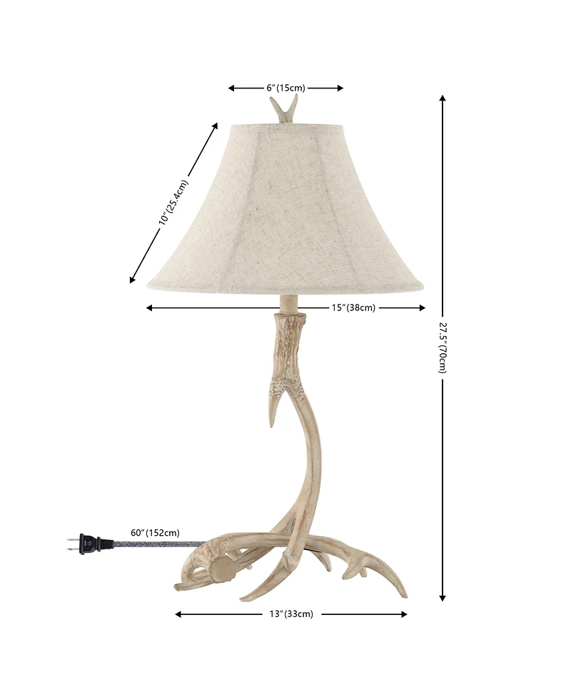 Jonathan Y Antler 27.5" Rustic Resin Led Table Lamp, Beige