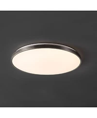 Jonathan Y Astrid 21.25" 1-Light Modern Minimalist Iron Circle Integrated Led Flush Mount, Brushed Nickel