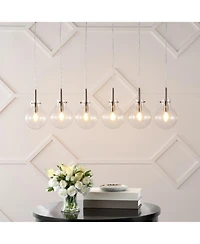 Jonathan Y Harlow 40.5" 6-Light Modern Contemporary Round Glass/Iron Led Linear Pendant, Nickel/Clear