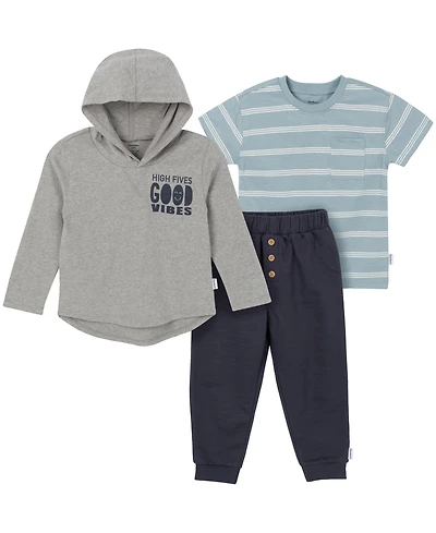 Gerber Toddler Boys Top, Hooded Long Sleeve and Joggers, 3-Piece Set
