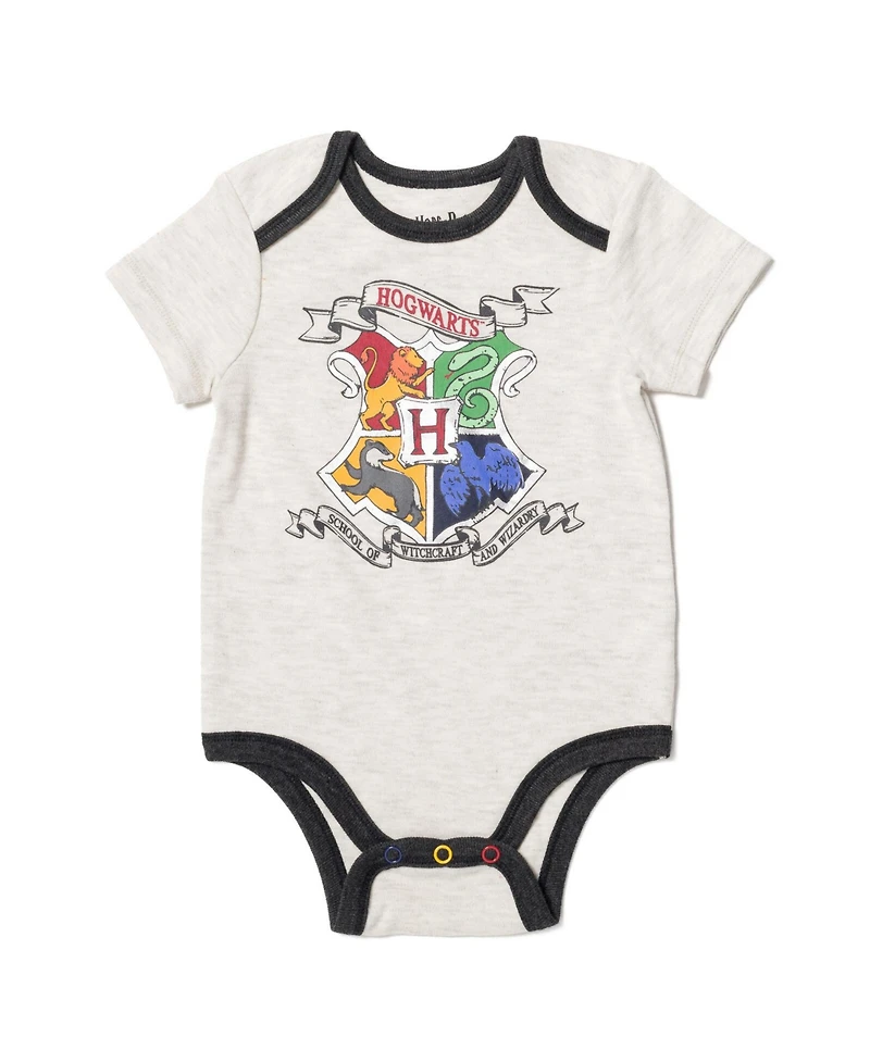 Harry Potter Baby Boys Gryffindor Hufflepuff Ravenclaw Bodysuit Pants and Hat 3 Piece Outfit Set Newborn to