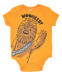 Star Wars Baby Boys Chewbacca C-3PO R2-D2 Darth Vader Yoda 5 Pack Short Sleeve Bodysuits Newborn to