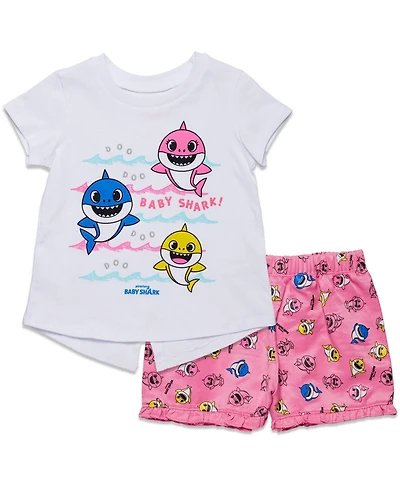 Baby Shark Girls Pinkfong T-Shirt and Shorts Outfit Set