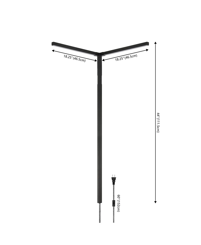 Jonathan Y Madsen 18.25" 2-Light Modern Minimalist Iron Integrated Plug-In Led Sconce for Ceiling Corner with App/Remote Controllers, Black