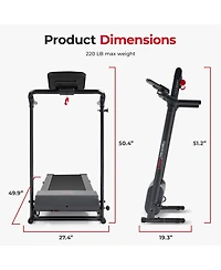 Sunny Health & Fitness Compact Motorized Smart Easy Assembly Folding Treadmill