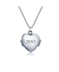 Bling Jewelry Dome Large Guardian Angel Wing Feathered Heart Shaped Photo Locket Holds Photos Pictures Oxidized Silver Necklace Pendant
