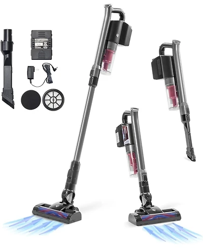 Iris Usa Power Brush Cordless Stick Vacuum for Low-profile Carpet Rugs and Hard Floors, 4-in-1 Attachments, 9000Pa Suction Led Indicator, 60K Rpm 35 M