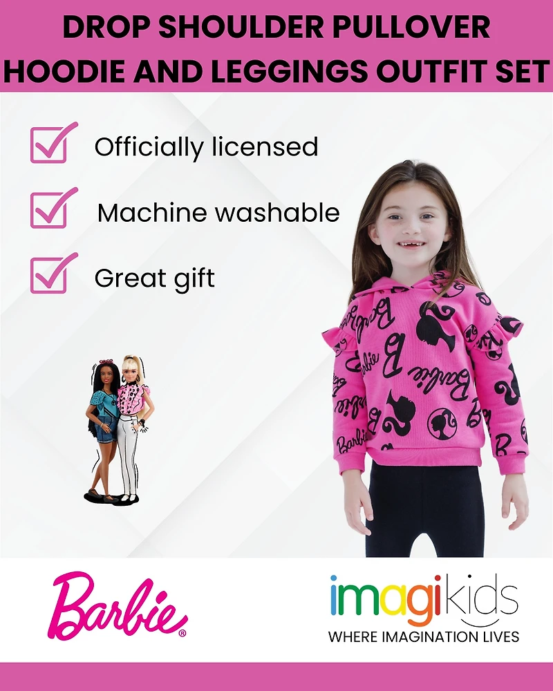 Barbie Little Girls Fleece Hoodie and Leggings Outfit Set