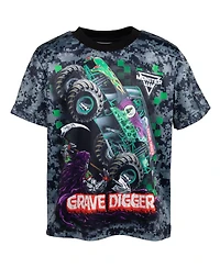 Monster Jam Toddler Boys 3 Pack T-Shirts to Grave Digger El Toro Loco Megalodon