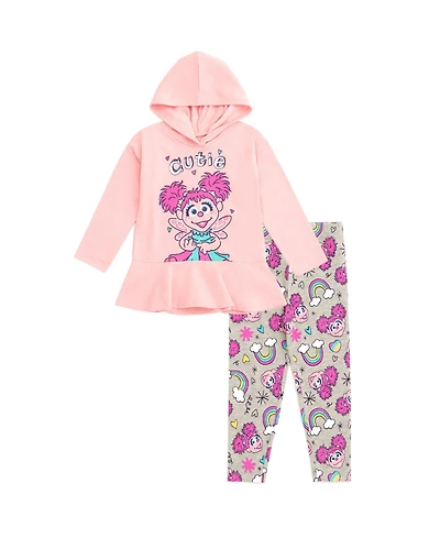 Sesame Street Baby Girls Rainbow Fleece Hoodie and Leggings Outfit Set