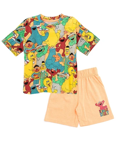 Sesame Street Boys Oscar the Grouch Elmo Bert and Ernie Graphic T-Shirt Shorts Outfit Set to