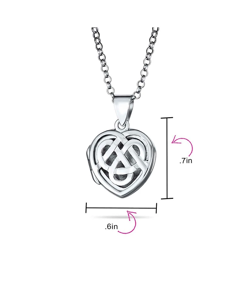 Bling Jewelry Small Bff Infinity Knot Celtic Heart Lockets Aromatherapy Essential Oil Perfume Diffuser Photo Holder Silver Necklace Pendant