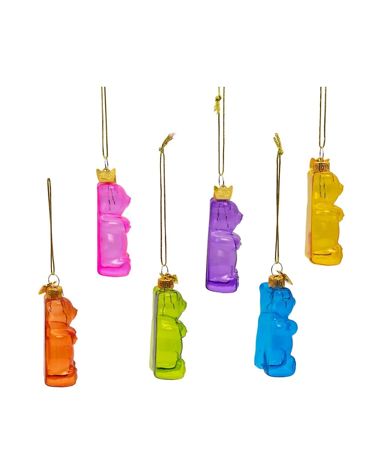 Kurt Adler Noble Gems Glass Gummy Bear Ornaments 6-Piece Set