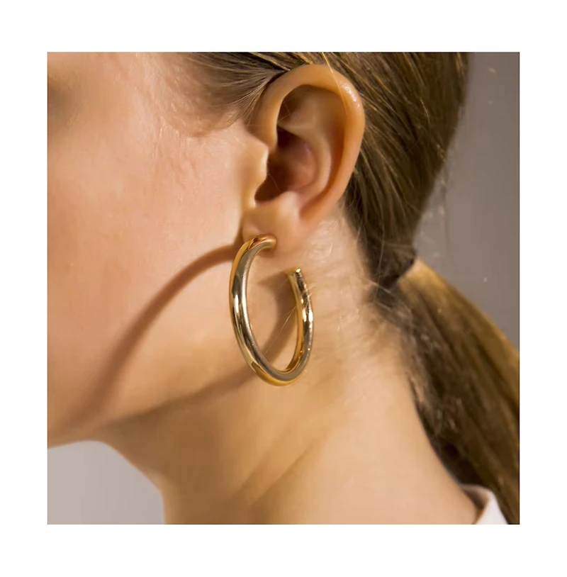 Hollywood Sensation Bold and Beautiful Gold-Plated Hoops