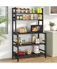 Tribesigns 5-Tier Kitchen Bakers Rack with Hutch, Industrial Microwave Oven Stand, Free Standing Kitchen Utility Cart Storage Shelf Organizer(Black)
