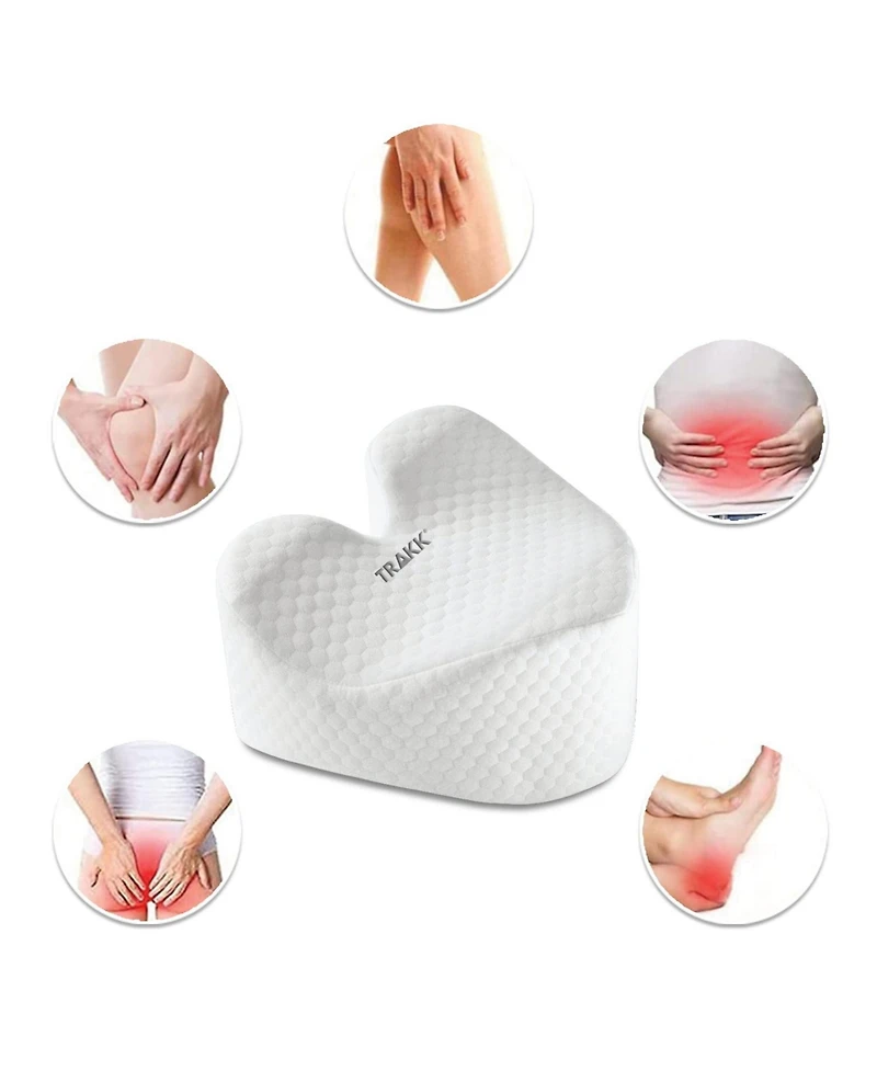 Trakk Ergonomic Knee Pillow Support Memory Foam Sleeping on Side, Cushion, Pregnancy Pillow with Removable Washable Cover