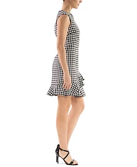julia jordan Women's Houndstooth Ruffle-Hem Mini Dress