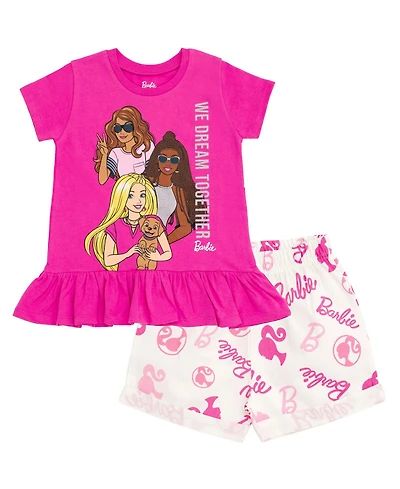 Barbie Toddler Girls Peplum T-Shirt and Shorts Outfit Set