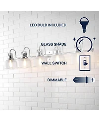 Jonathan Y Virginia 42.75" 5-Light Metal/Glass Led Vanity Light, Chrome