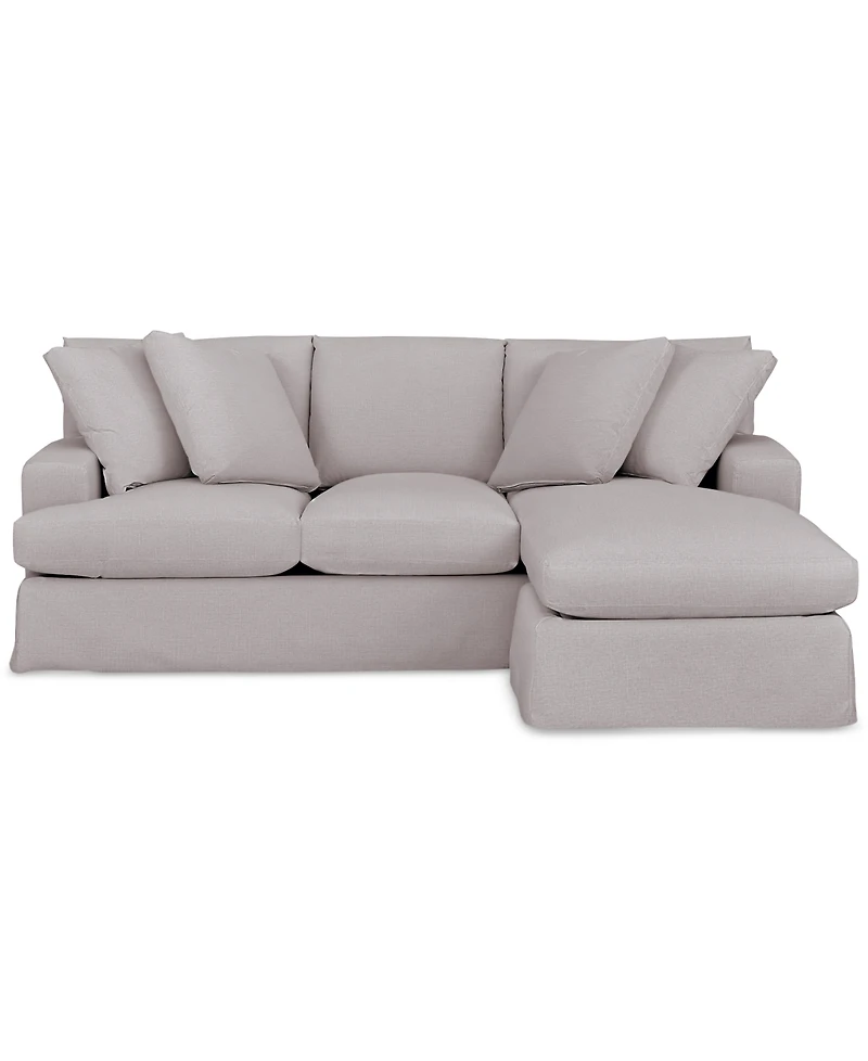 Brenalee 93" Performance Fabric Slipcover Reversible Chaise Sofa with Four Pillows