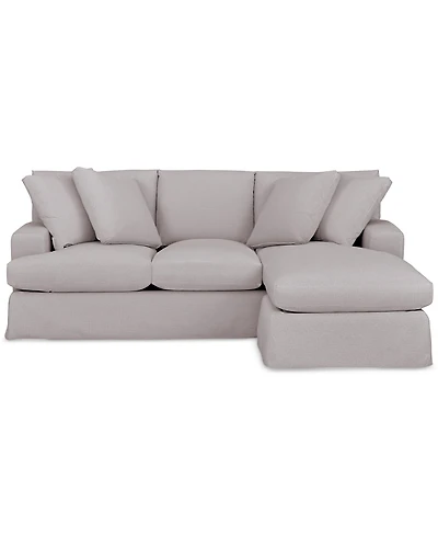 Brenalee 93" Performance Fabric Slipcover Reversible Chaise Sofa with Four Pillows