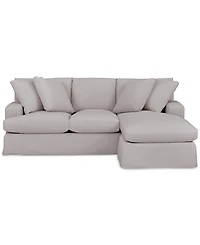 Brenalee 93" Performance Fabric Slipcover Reversible Chaise Sofa with Four Pillows
